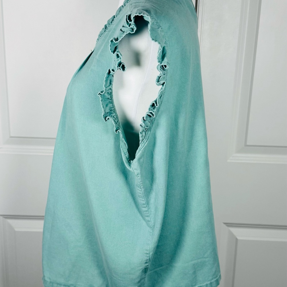 Universal Thread Boho Ruffle Blouse Green Xxl Flo… - image 3